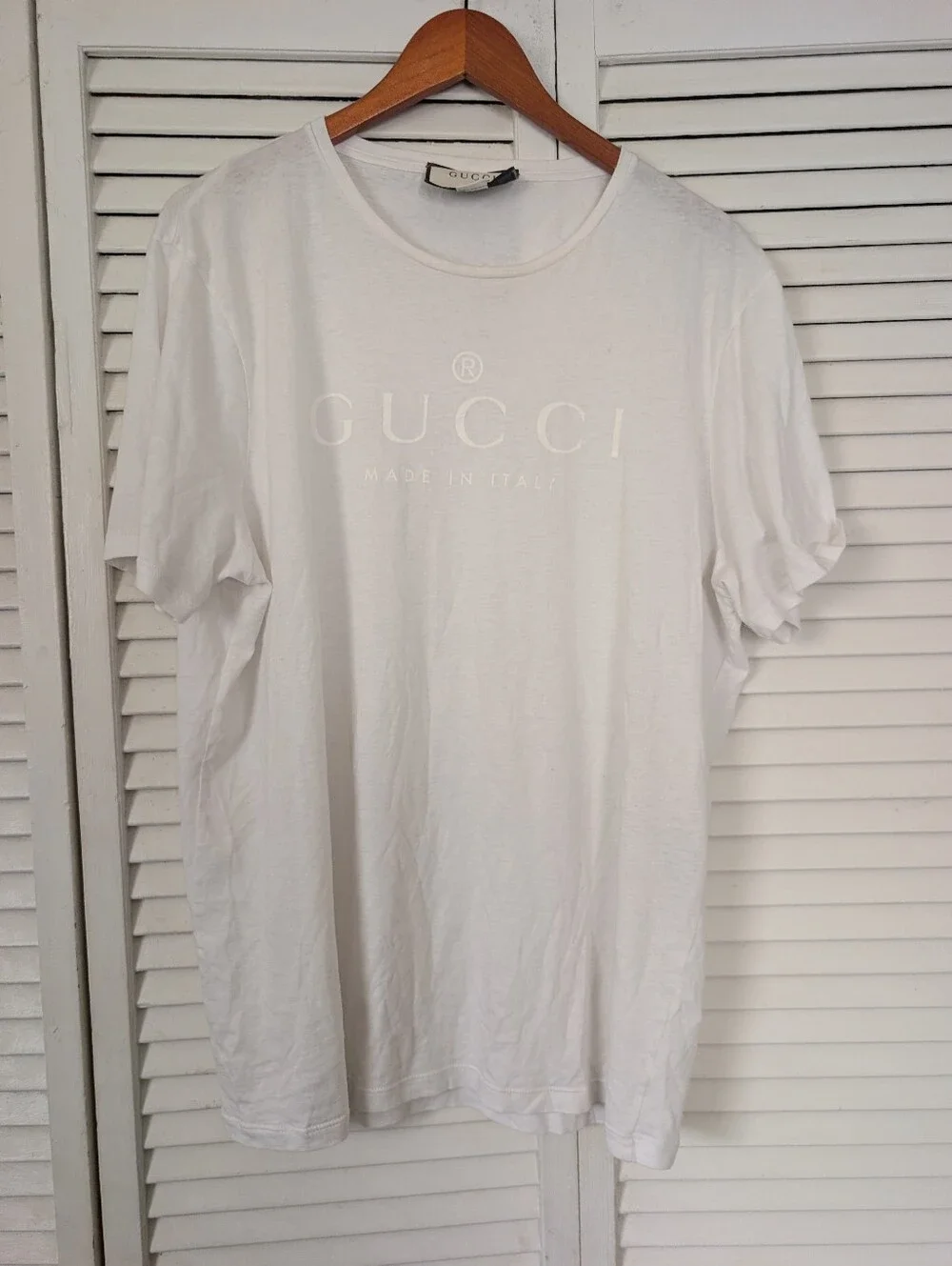 Gucci White Logo Crew Tee - Men's XXXL (Fits Like A Large)